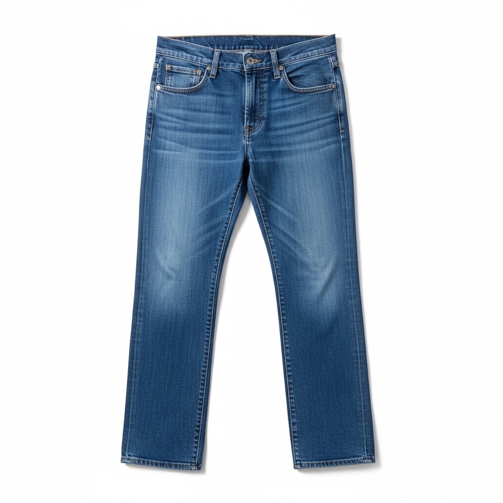 7 For All Mankind Men's Medium Rise Medium Blue Straight Leg Jeans
